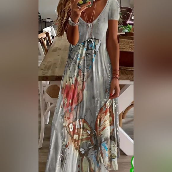 BUTTERFLY DRESS WITH SHORT SLEEVES. - Picture 1 of 3